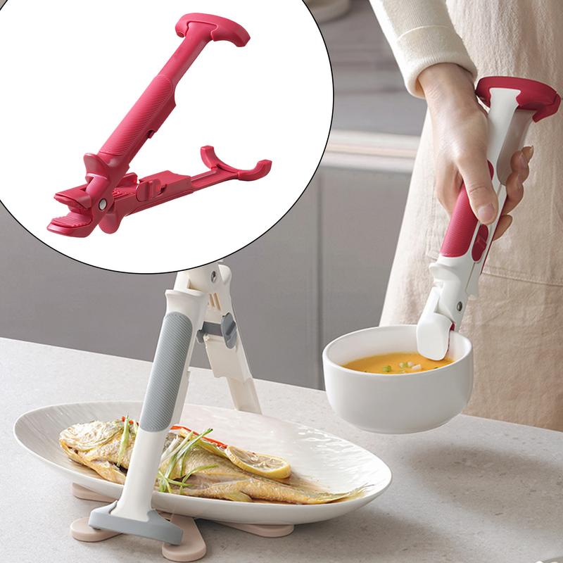 Chwytak do gorących talerzy, klamra do talerzy chroniąca przed poparzeniem, antypoślizgowe szczypce 2 w 1 do gorących misek, izolacja termiczna, uchwyt do garnka, klamra do pieczenia, grillowania