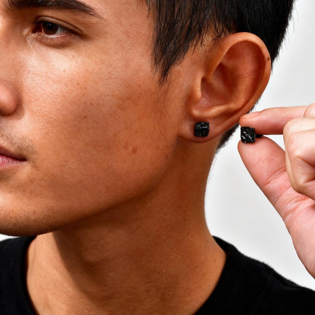 Fashion Chic Irregular Pleated Stud Earrings for Men, Stainless Steel Geometric Square Earrings, Creative Trendy Jewelry Gifts