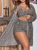 2025 New Plus Size Women's High-Waisted Three-Piece Split Bikini Swimwear
