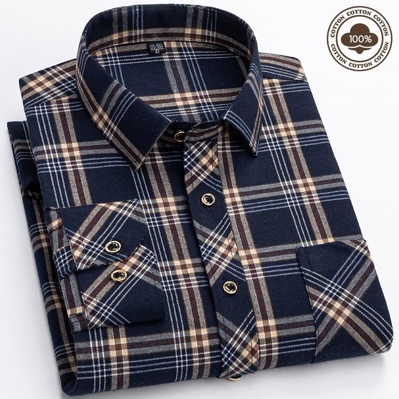 Flannel Shirt Jackets for Men Long Sleeve Regular Fit Button Down Work Shirts Outwear Men's Casual Plaid Heavyweight Cotton Shirt With Pockets