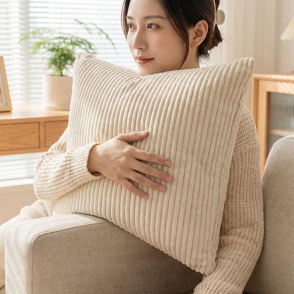 Supersoft Corduroy Cushion Cover Solid Color Detachable Decorative Pillowslip Striped 50*50 CM Throw Pillow Covers Home Decor