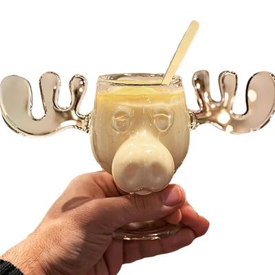 1-3 Stück Weihnachts-Elch Glasbecher 240ML 8oz Glas Elch Tasse Weihnachts-Rentierkopf Bier Mike Wasserbecher Weihnachtsfeier Trinkgeschirr Geschenke