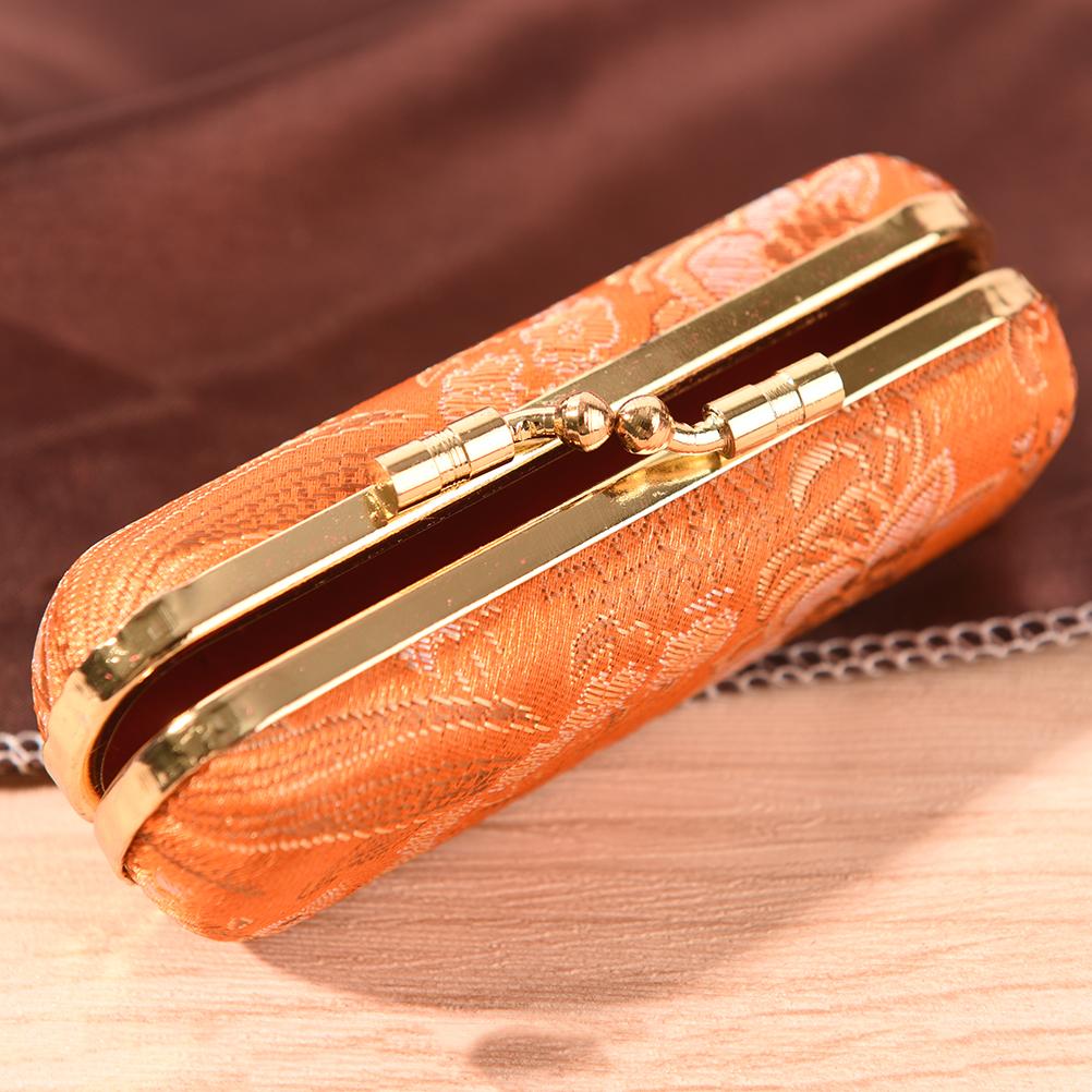 Portable Mini Makeup Silk Box Retro Flower Design Iron Clip Lipstick Case Holder With Mirror Ring Necklace Earring Storage