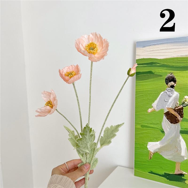 1 Bouquet 4 Heads Artificial Flowers Fake Silk Corn Poppy Flower Wedding Flower Bouquet Home Garden Party Decoration