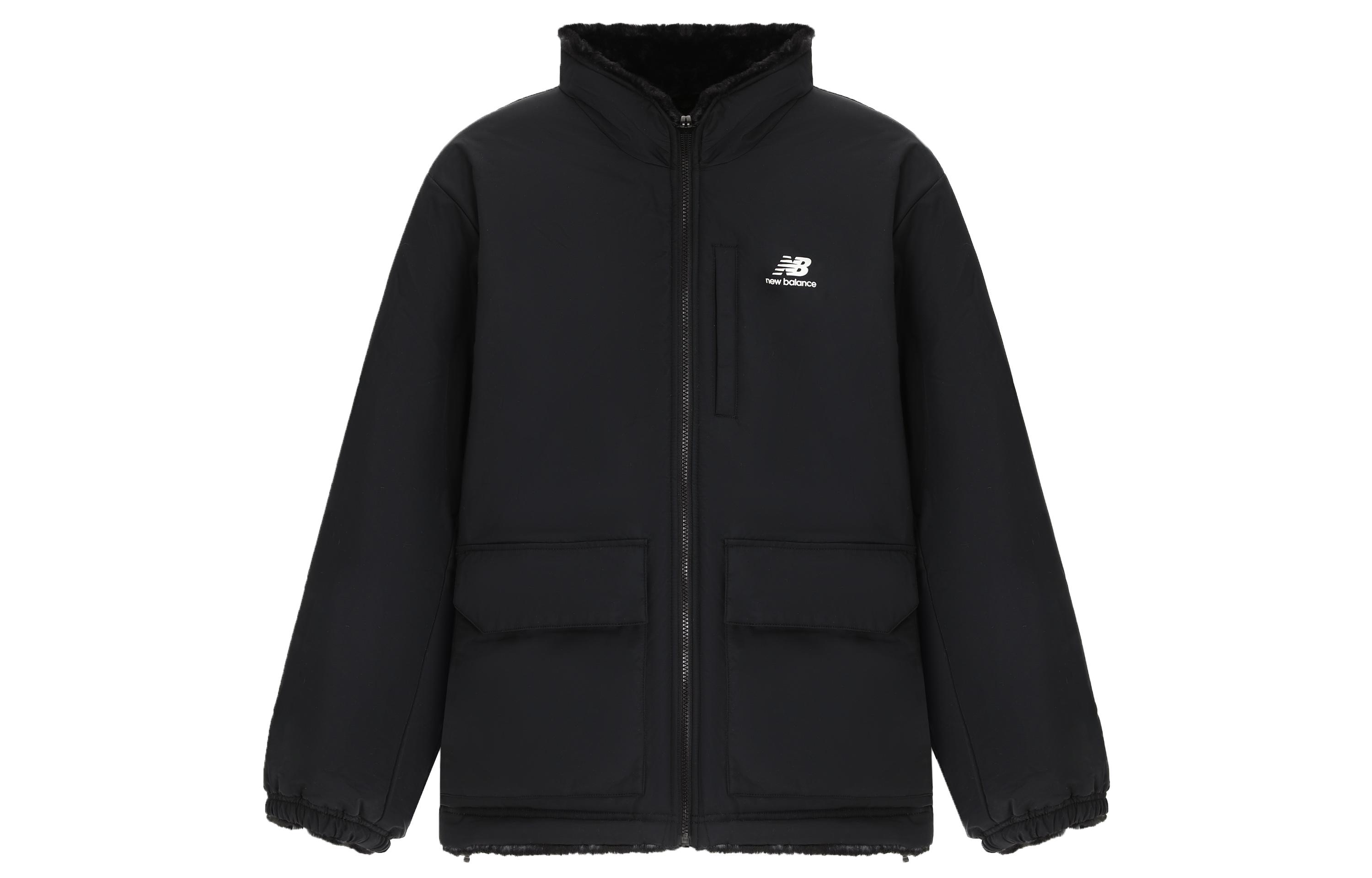 New Balance Jackets Unisex Black Stand Collar Moderate Workwear 6DC43783-BK XS