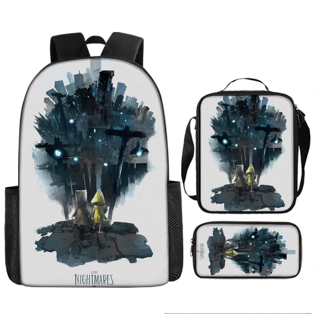 Luxury Popular Novelty Little Nightmares 3D Print 3pcs/Set pupil School Bags Laptop Daypack Backpack Lunch bag Pencil Case