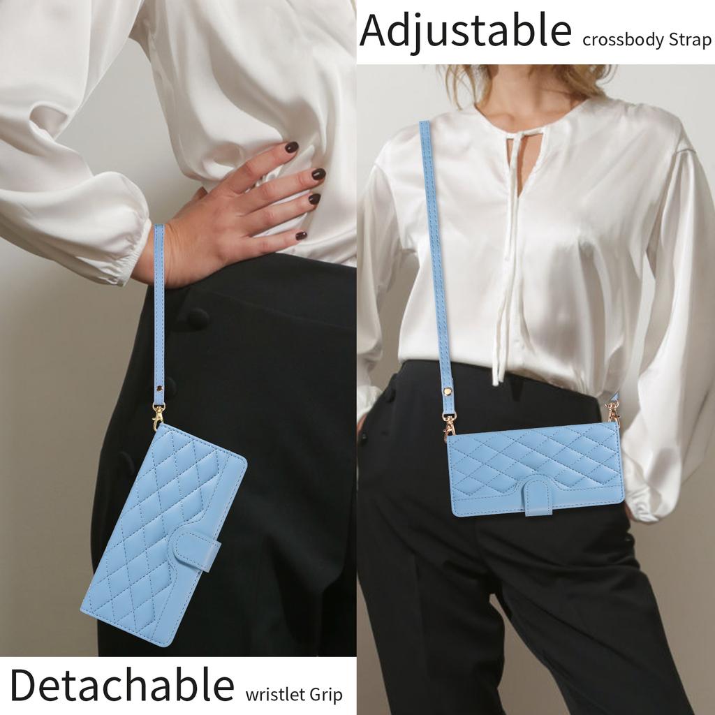 עבור Oppo Reno14 5G (חרסינה)/אופו רנו 14 F 5G/אופו רנו 14 5G (גלובלי) כיסוי ארנק מעור רומבוס לטלפון עם רצועה