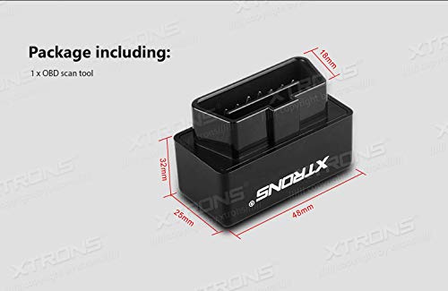 XTRONS OBD2 Bluetooth ELM327 Car Diagnostic Tool for Android Devices, OBD2 Adapter, Ultra-Small, No Wiring Required, Compatible with Multiple Vehicles