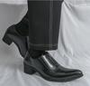Men's Large Leather Formal High Heel Pointed Toe Cuban Shoes – Spring/Autumn Height-Boost Business & Wedding Banquet Footwear