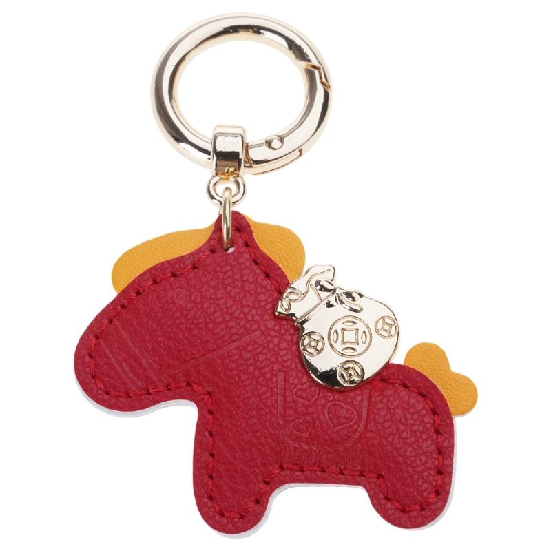 Adorable Cartoon Horse Keychain Leather Symbolizing Wealth Animal Pendant Keyring for Daily Use and Gift Occasions