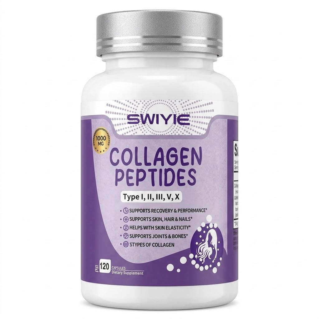 Multi Collagen Peptides 1800mg - Hydrolyzed Types I, II, III, V & X for Skin, Hair, Nails & Joints - 120 Capsules