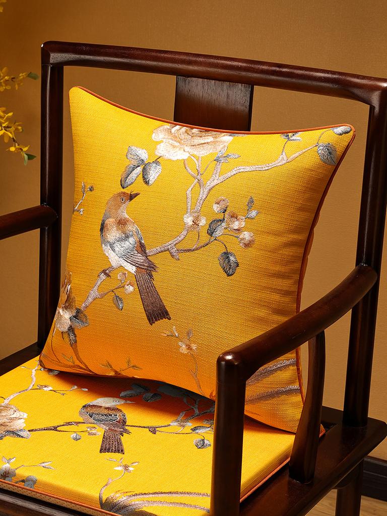 Veemi Home Leinen Kissenbezug Frühling Vögel Stickerei Orientalischer Luxus Hochwertiger Kissenbezug für Couch Sofa Bett 18x18 Zoll