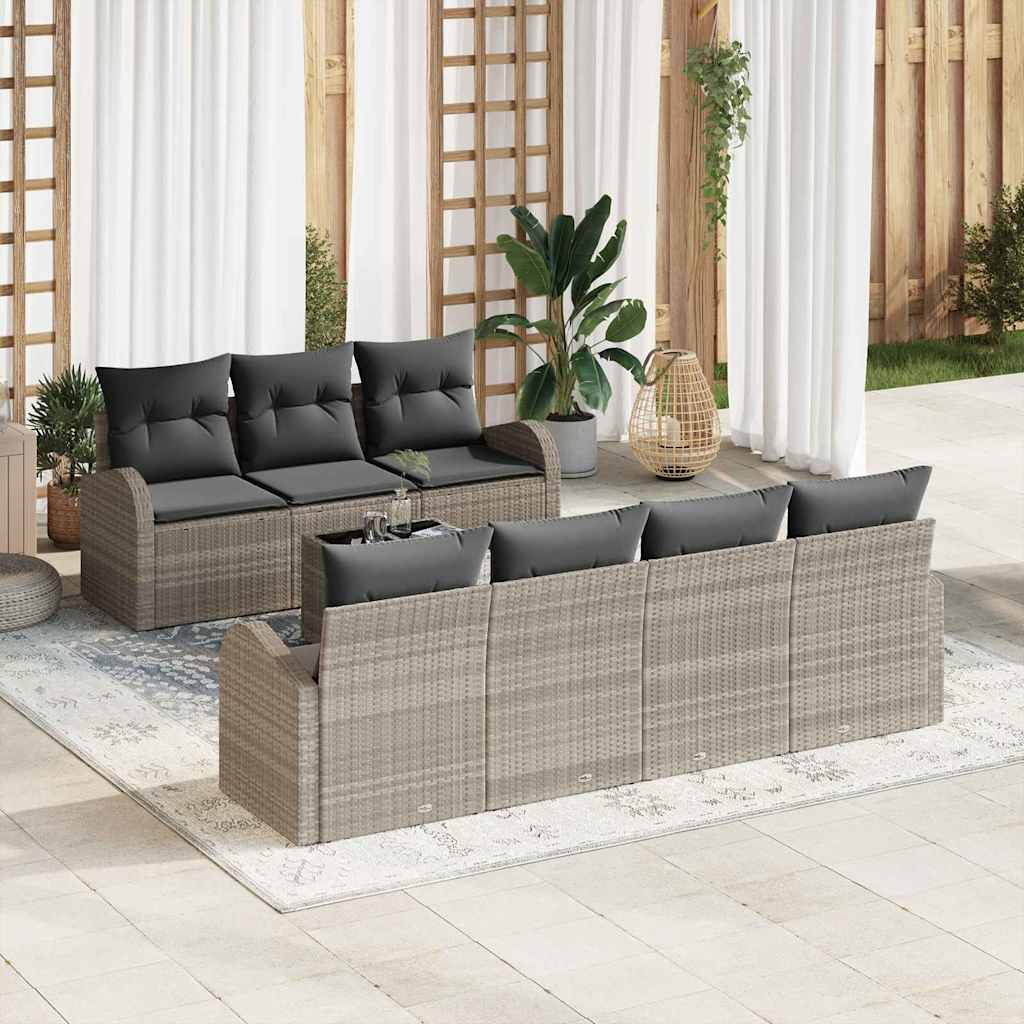 Garden Sofa Set Light Grey 55 X 55 X 37 Cm Poly Rattan