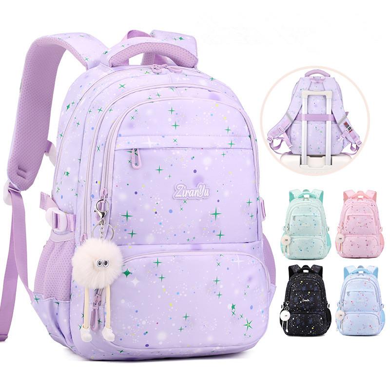 2026 New Lightweight Large Capacity Starry Pattern School Bag for Girls School student Travel Backpacks with multi-layer pockets