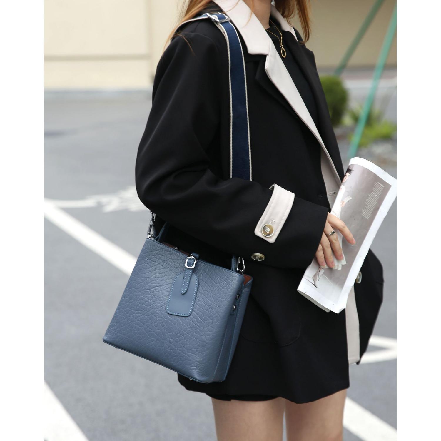 

Женская сумка из коровьей кожи, женская сумка на одно плечо, модная, многосекционная, вместительная, практичная, мягкая сумка-ведро