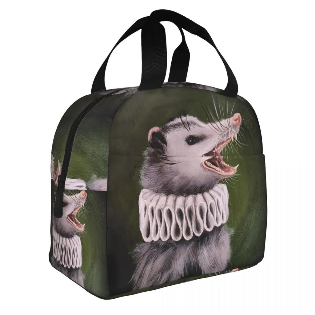 Opossum Insulated Lunch Tote Bag for Women Animal Pet Resuable Thermal Cooler Food Lunch Box Outdoor Camping Travel