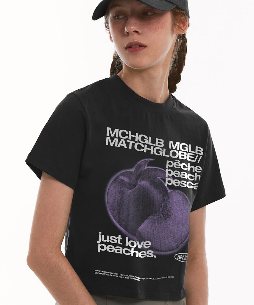 MATCHGLOBE Peach Crop Top (Black)