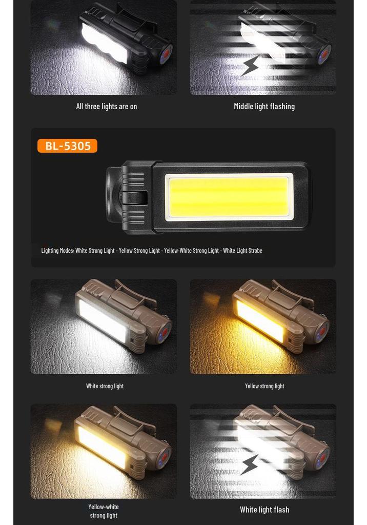 Dual-Sided COB Folding Work Light with Strong Magnet, High Brightness, and Emergency Flashlight Function