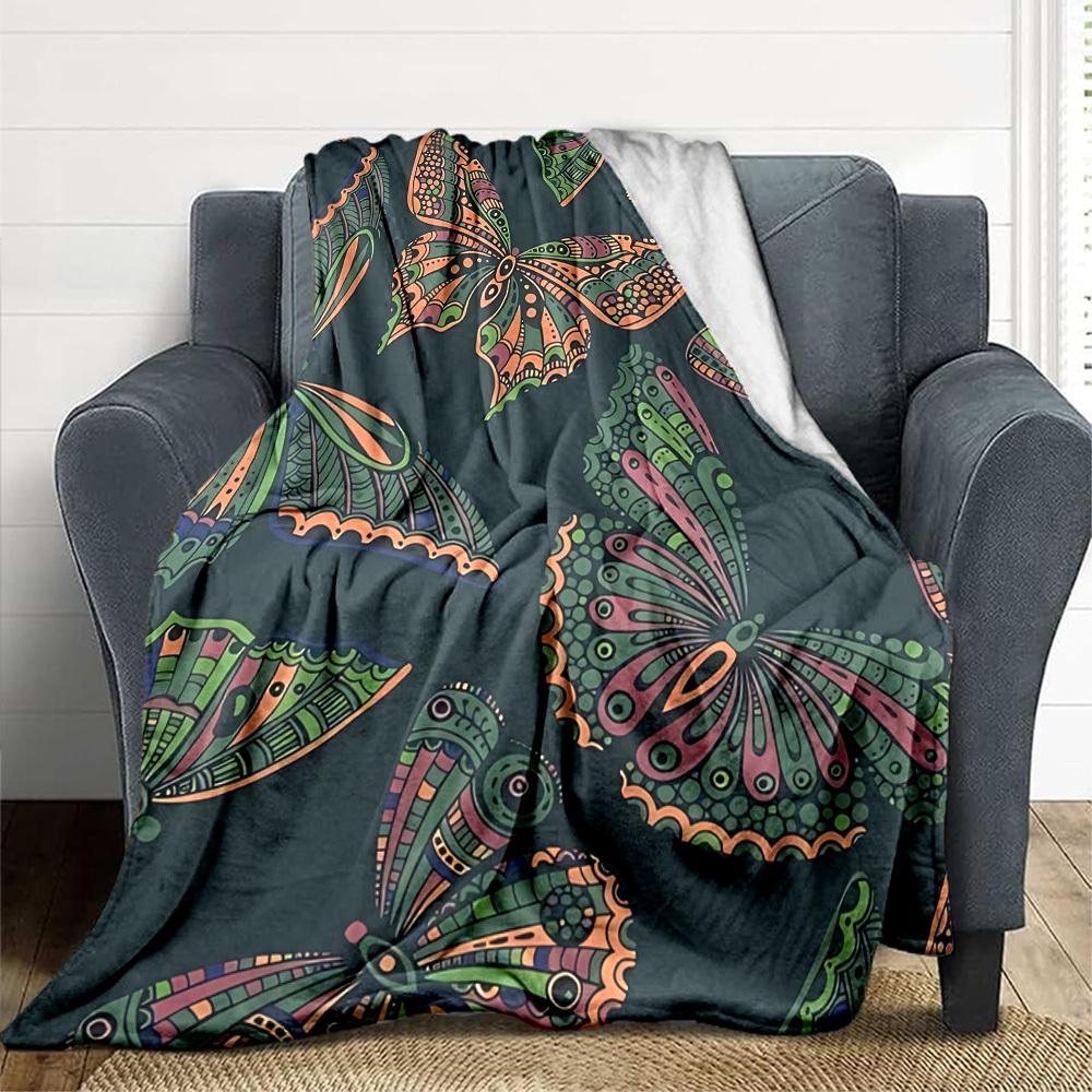 1pc Butterfly Print Blanket Warm, Cozy, And Soft, Suitable for Sofas, Beds, Cars, And Office Use.Perfect for Camping And Travel, Making It a Great Gif