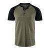 Men's Color Block Casual Sports Short Sleeved Raglan Sleeved T-shirt With Buttons