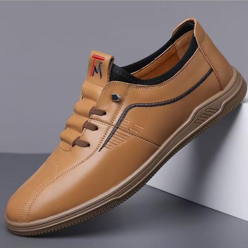 Men's All Seasons Stylish 2025 New Business Casual Shoes Soft Sole Leather Upper Waterproof Lightweight Slip On Driving Shoes