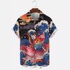Summer Casual Street Fashion Koi Fish Pattern Hawaiian Men's