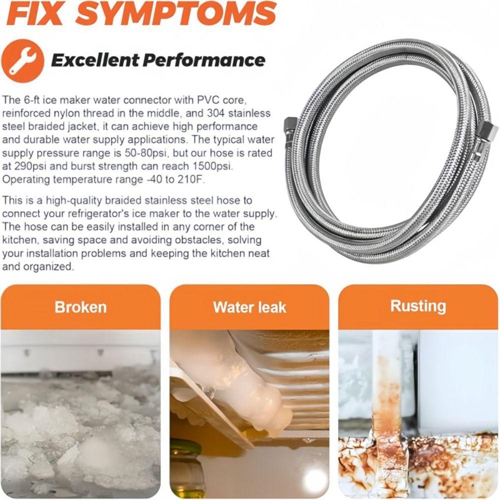 1.8M-9.2M 1/4 Inch Compression Hose Brass Nut Refrigerator Water Line Ice Maker Connection