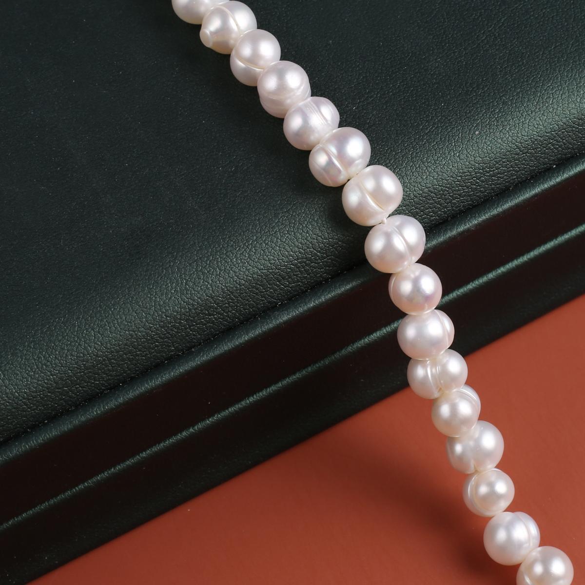 1String, Natural Freshwater Pearls, 7-8mm, Handmade Near Round Pearl Beads for Jewelry Making DIY, Cheapest Items Available 36cm 1String/7-8mm-36cm белый