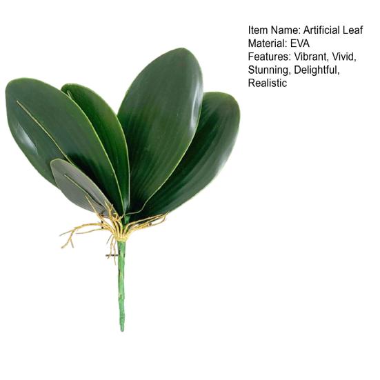Artificial Green Phalaenopsis Leaves Faux Orchid Leaves Stem Real Touch Green Plant for Flower Arrangement Garden Bonsai Decor