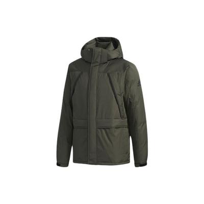 Solid Color Zipper Hooded Down Jacket Men Jackets Green EH4003