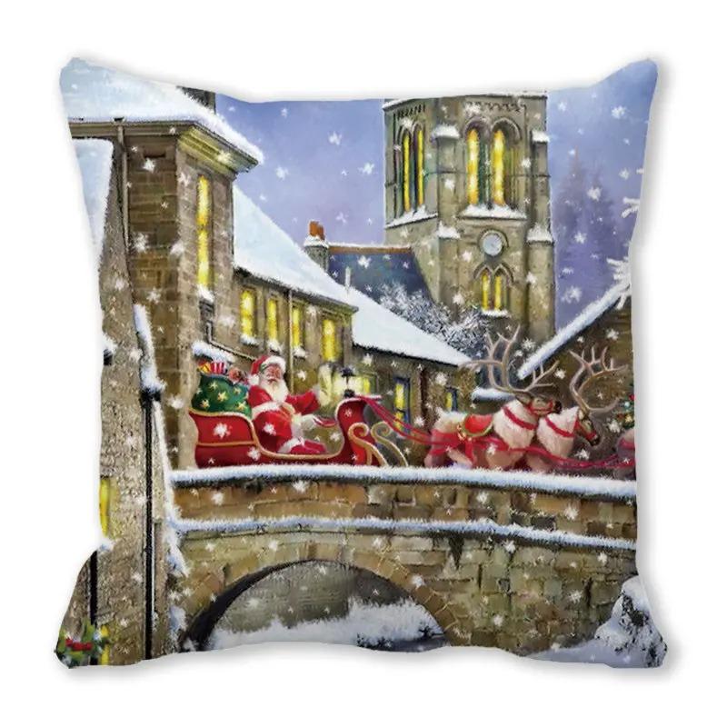 Christmas Themed Pillowcases Car Accessories Office Santa Claus Living Room Sofa Home Pillowcases