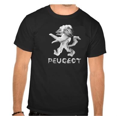 Logo Samochodu Peugeot Zdjęcie Palca. Czarny T-SHIRT -872-