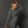 Seamless Tight Solid Color Pleated Sports Long Sleeved Top With High Elasticity, Breathability, Running, Fitness, Yoga Clothes For Women