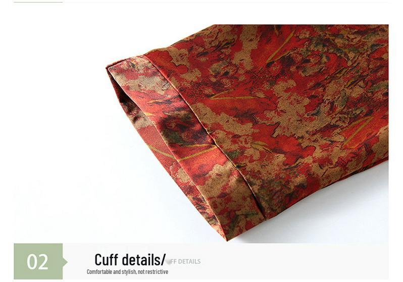 Elegant Floral Print Top with 3/4 Sleeves for Middle-Aged and Elderly Women