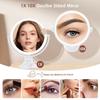 1X 10X Magnifying Shower Mirror with Lights Rechargeable Lighted Manification Shaving Mirror No Drilling Locking Suction Mount