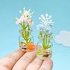 5Pcs Super Bright Luminous Vase Simulated Flowers Ins Style Creative Car Interior Center Console Desktop Glass Ornaments