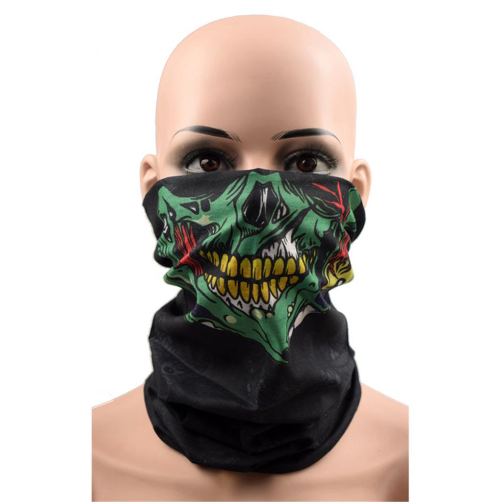 Ghette Collo Multiuso per Ciclismo Maschera Facciale con Stampa Teschio di Halloween Scaldacollo per Attività all'Aperto e Uso Quotidiano