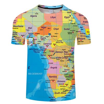 Men's Summer New Short Sleeved Summer Map Series 3D T-shirt