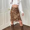 American Retro Leopard Print Mesh High Waist A-Line Skirt
