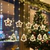 Christmas Decorations LED Lights Flashing Light String Snowflake Stars Christmas Tree Window Store Curtain Lights Pendant