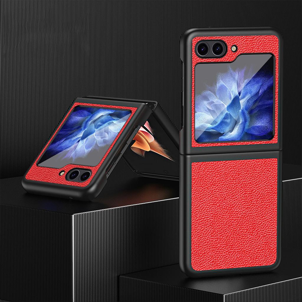 For Samsung Galaxy Z Flip6 5G/Z Flip5 5G Case PU Leather+Hard PC Anti-Drop Phone Cover