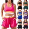 Damen Sport Zweiteiler Badeanzug mit herausnehmbarer Polsterung Trägerloses Oberteil und Kordelzug-Shorts für Sport und Schwimmen