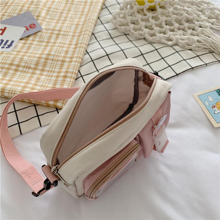 Japanse Style Kawaii Shoulder Canvas Bag Girls Student Small Mutipockets Transparent Crossbody Bags Women New