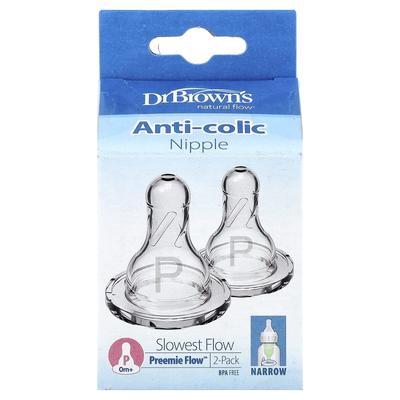 Natural Flow®, Preemie Flow™, Anti-Colic Pacifier, 0+ Months, Slowest Speed, 2 Pack