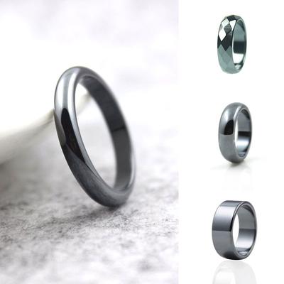 1 pezzo di anelli squisiti in ematite piatto liscio regalo moda semplice unisex
