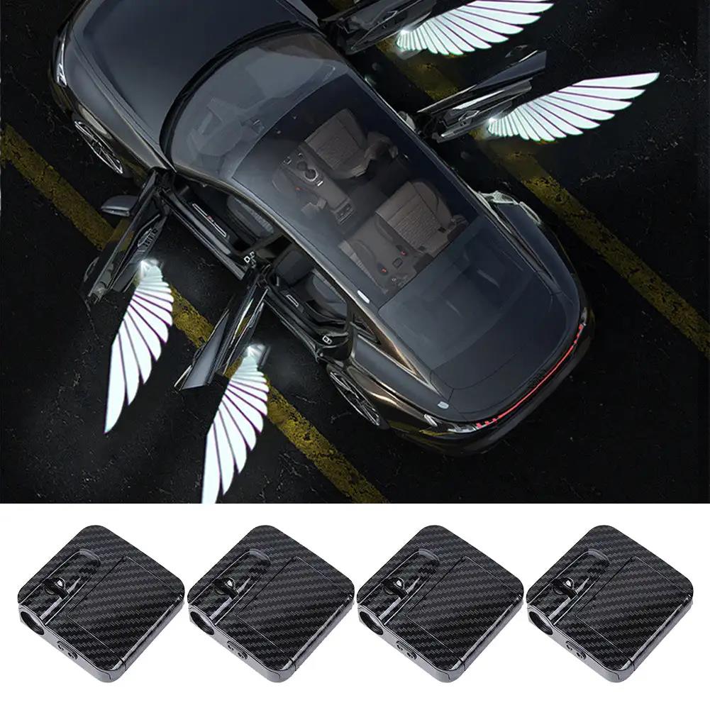 2/4Pcs Car Angel Wings Wireless Car Door LED HD Welcome Courtesy Shadow Projector Lamp Logo Light Cars Accessories Neon Lights 4