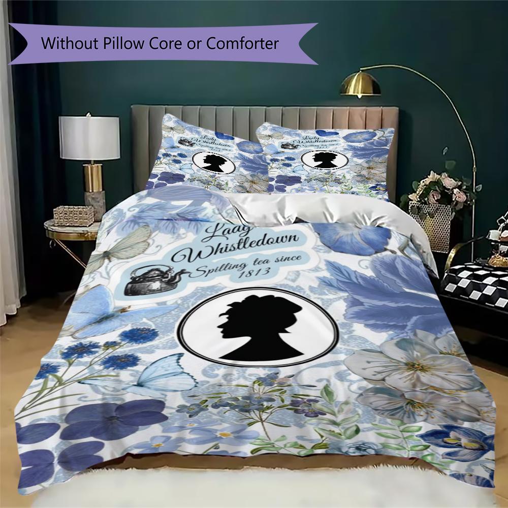 Bridgerton Pattern Bedding,Quilt Set Quilt Cover Pillowcase Home Birthday Gift(1 * duvet cover + 2 * pillowcase, without core)_lx