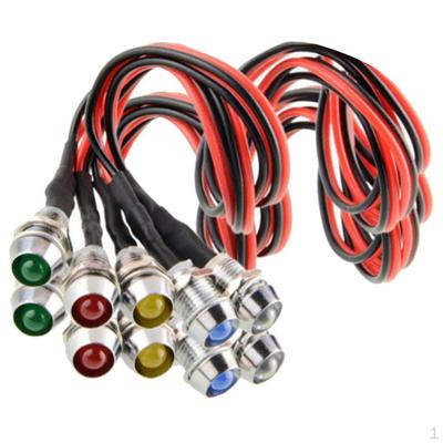 10 luces LED de metal de 12 V y 10 mm para tablero de instrumentos de coche y camión.