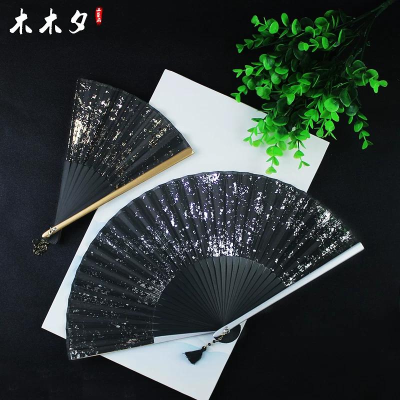 Fan Folding Fan Chinese Style Gold and Silver 6-Inch Women's Summer Foldable Chinese Ancient Style Japanese Style Classical Shooting Fan