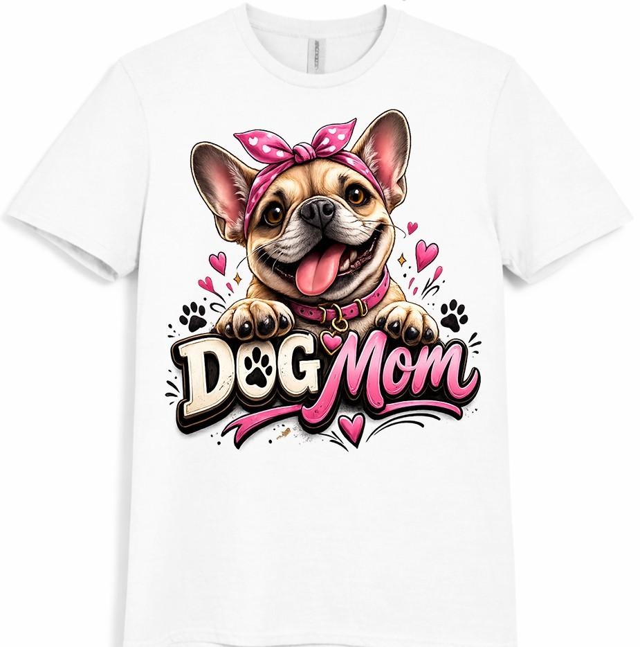 Dog Mom French Bulldog T-Shirt Cute Pet Lover Heart Design Graphic Tee